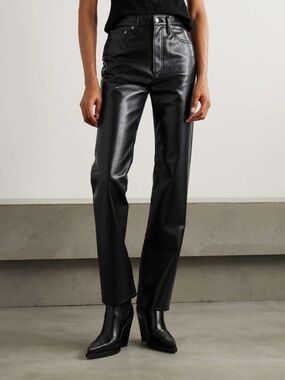 Revolve Agolde 90s Pinch Waist Long recycled leather-blend straight-leg pants